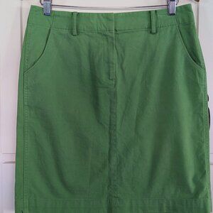 Brooks Brothers 346 Green Cotton-Spandex Skirt Size 8 Above Knee Pockets